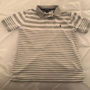 Boys Polo Shirt Grey and White Strips size 8